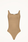 WOLFORD JAMAIKA STRING BODYSUIT IN LATTE