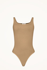 WOLFORD JAMAIKA STRING BODYSUIT IN LATTE