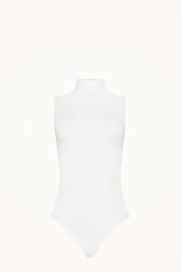 WOLFORD VISCOSE STRING BODYSUIT IN WHITE