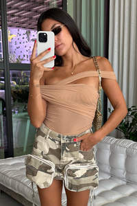 SER.O.YA ARUBA MESH TOP IN CARAMEL