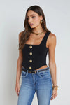 L'AGENCE SAGA SQUARE NECK CORSET IN BLACK/ GOLD