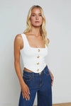 L'AGENCE SAGA SQUARE NECK CORSET IN IVORY/ GOLD