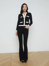 L'AGENCE ESTEFANIA CONTRAST TRIM CARDIGAN IN BLACK/ WHITE