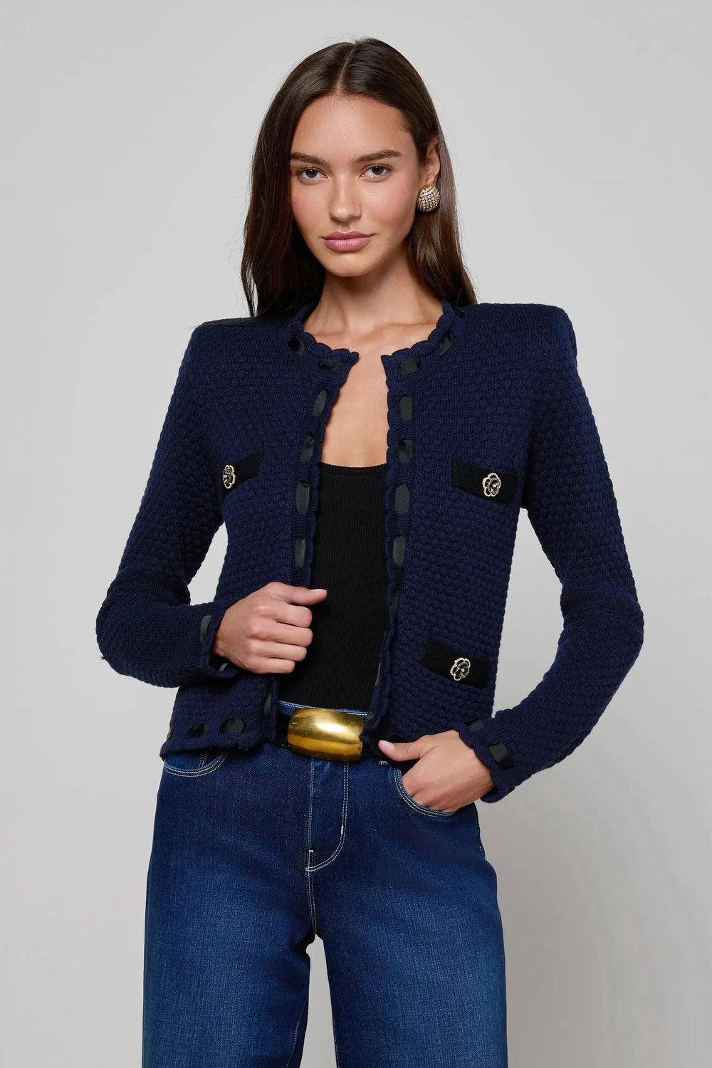 ASTOR CONTRAST TRIM CARDIGAN