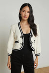 L'AGENCE KAITO CROPPED CARDIGAN IN IVORY/BLACK