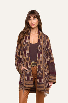 JAIR JACQUARD FRINGE CARDIGAN