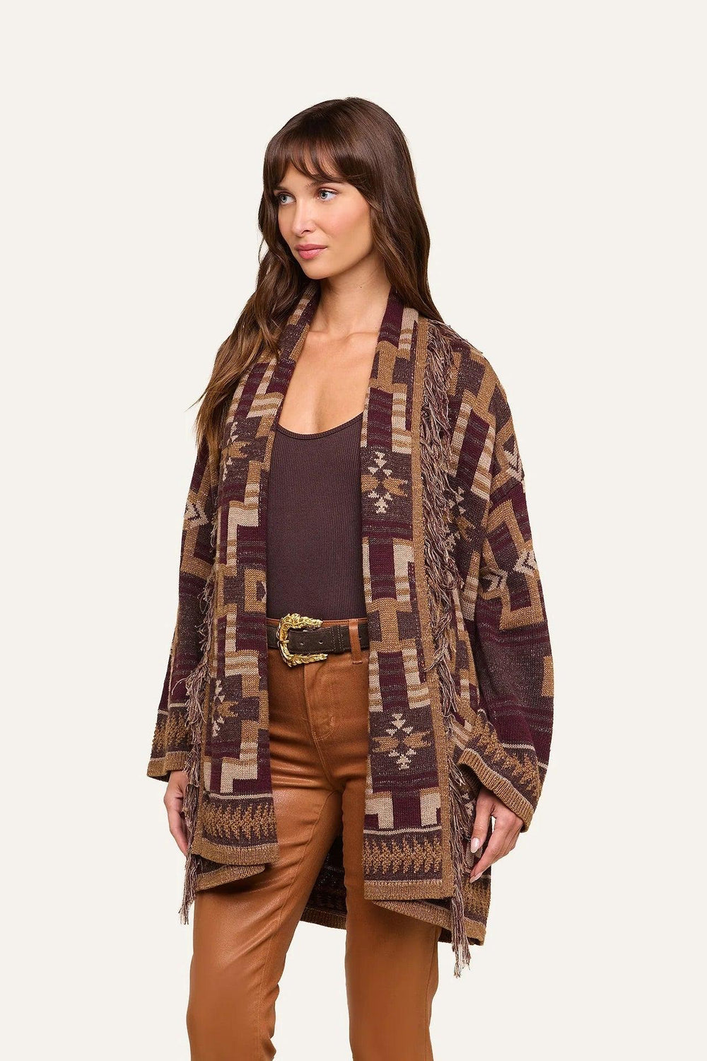 JAIR JACQUARD FRINGE CARDIGAN
