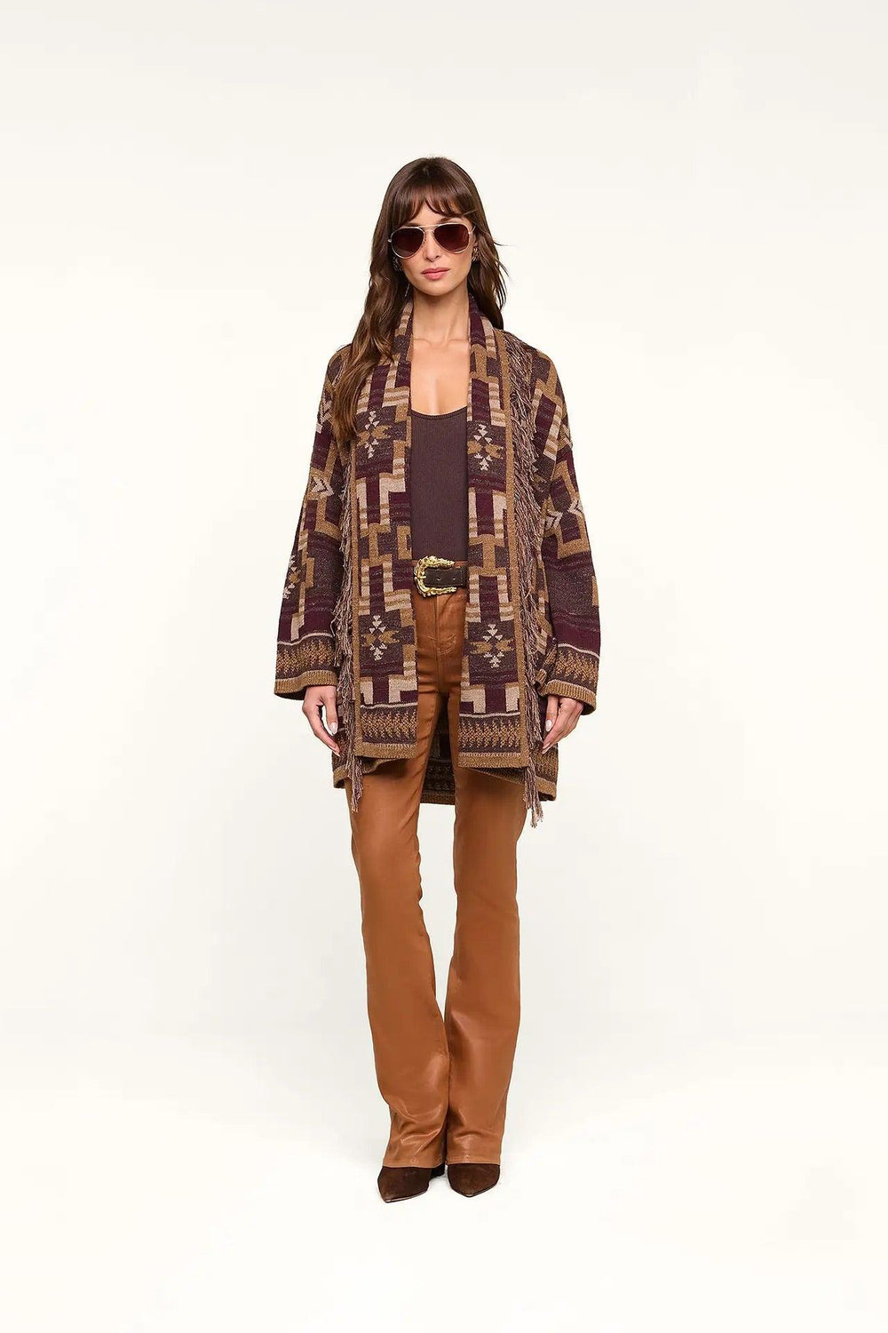 JAIR JACQUARD FRINGE CARDIGAN
