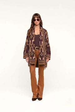 JAIR JACQUARD FRINGE CARDIGAN