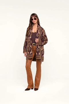 JAIR JACQUARD FRINGE CARDIGAN