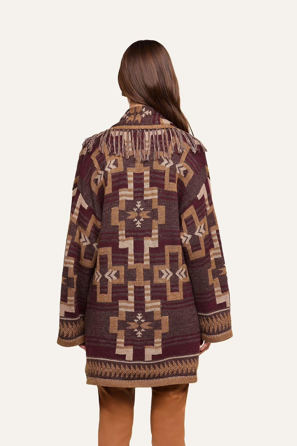 JAIR JACQUARD FRINGE CARDIGAN