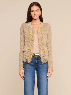 MIREILLE FRINGE TRIM CARDIGAN