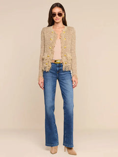 MIREILLE FRINGE TRIM CARDIGAN