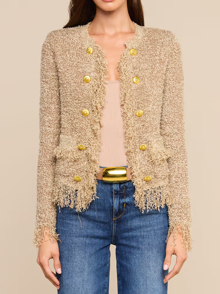 MIREILLE FRINGE TRIM CARDIGAN