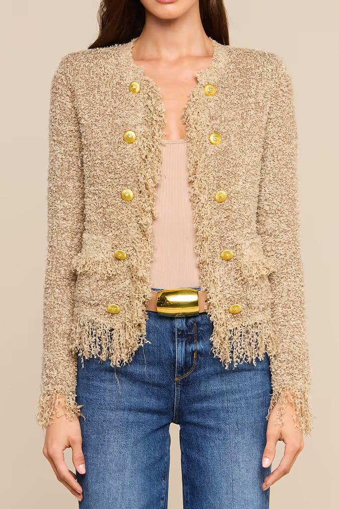 MIREILLE FRINGE TRIM CARDIGAN