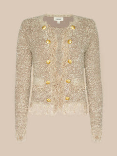 MIREILLE FRINGE TRIM CARDIGAN