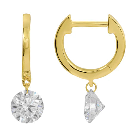 8318 - GOLD LAB DIAMOND FLOATING ROUND SHAPE HUGGIE EARRING