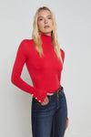 L'AGENCE FLORA TURTLENECK SWEATER IN LAVA RED/GOLD