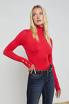 L'AGENCE FLORA TURTLENECK SWEATER IN LAVA RED/GOLD