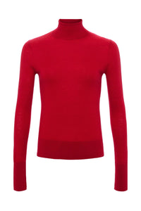 L'AGENCE FLORA TURTLENECK SWEATER IN LAVA RED/GOLD