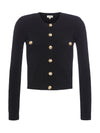 L'AGENCE TOULOUSE CROP CREW NECK CARDIGAN IN BLACK