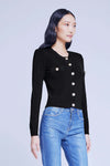 L'AGENCE TOULOUSE CROP CARDIGAN IN BLACK