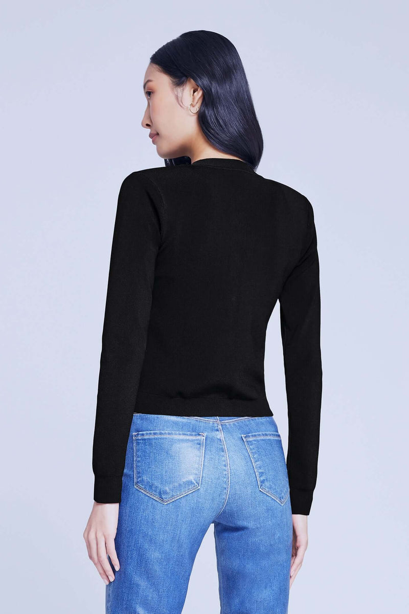 L'AGENCE TOULOUSE CROP CARDIGAN IN BLACK