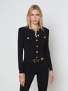 L'AGENCE TOULOUSE CROP CREW NECK CARDIGAN IN BLACK