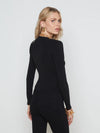 L'AGENCE TOULOUSE CROP CREW NECK CARDIGAN IN BLACK