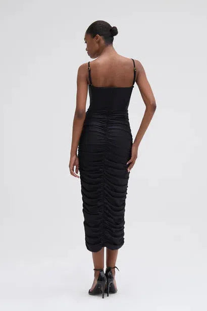 PATBO BRAIDED MIDI DRESS IN BLACK