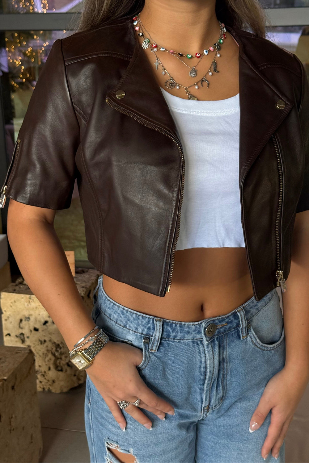 KIRSI CROPPED BIKER JACKET