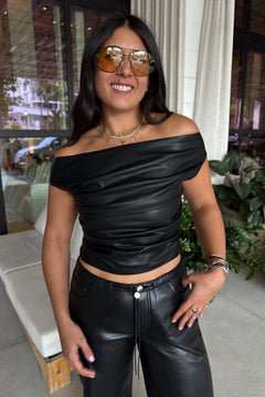 INES FAUX LEATHER TOP