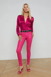 L'AGENCE MARGUERITE HIGH RISE SKINNY JEANS IN FUSCHIA PINK COATED