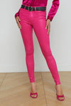 L'AGENCE MARGUERITE HIGH RISE SKINNY JEANS IN FUSCHIA PINK COATED