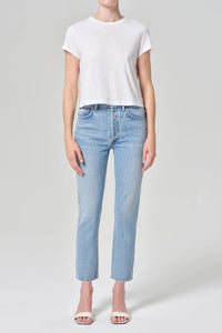 AGOLDE RILEY HIGH RISE STRAIGHT CROP JEANS IN PREVAIL