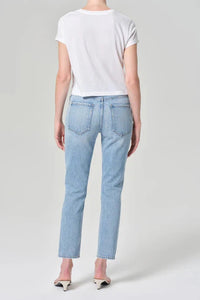 AGOLDE RILEY HIGH RISE STRAIGHT CROP JEANS IN PREVAIL