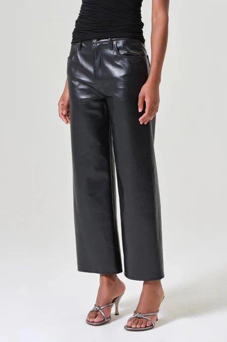 AGOLDE REN HIGH RISE WIDE LEG RECYCLED LEATHER IN DETOX