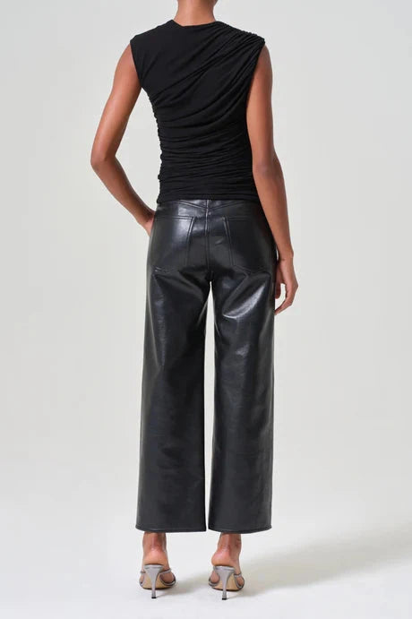 AGOLDE REN HIGH RISE WIDE LEG RECYCLED LEATHER IN DETOX