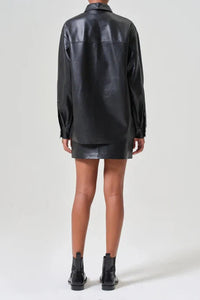 AGOLDE AGDA MINI RECYCLED LEATHER SKIRT IN DETOX