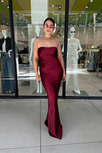 RETROFETE KEATON SILK DRESS IN CABERNET