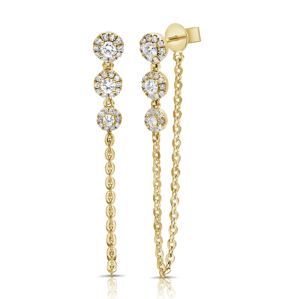 GOLD GRADUATED TRIPLE DROP LOOP EARRING