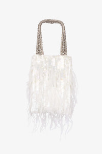 RETROFETE AVERY CRYSTAL BAG IN WHITE FEATHER