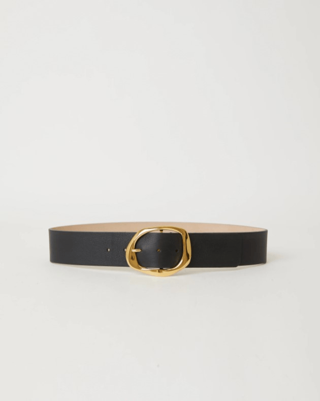 B-LOW THE BELT EDMOND LEATHER BELT IN BLACK GOLD – Big Drop NYC