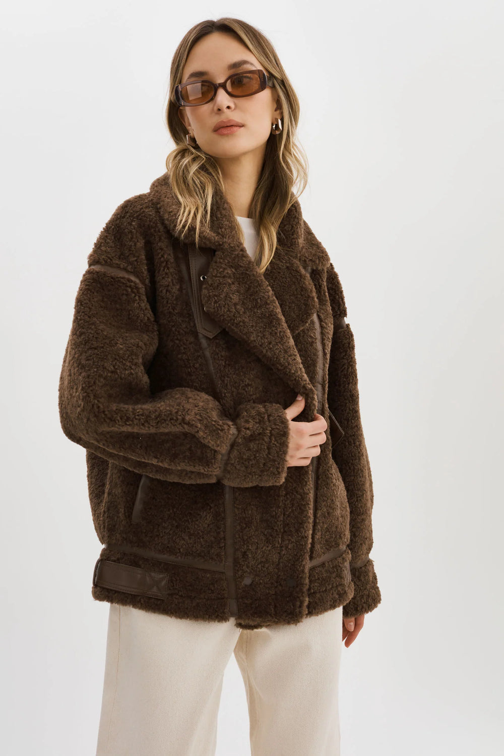 BADU OVERSIZED FAUX SHEARLING JACKET