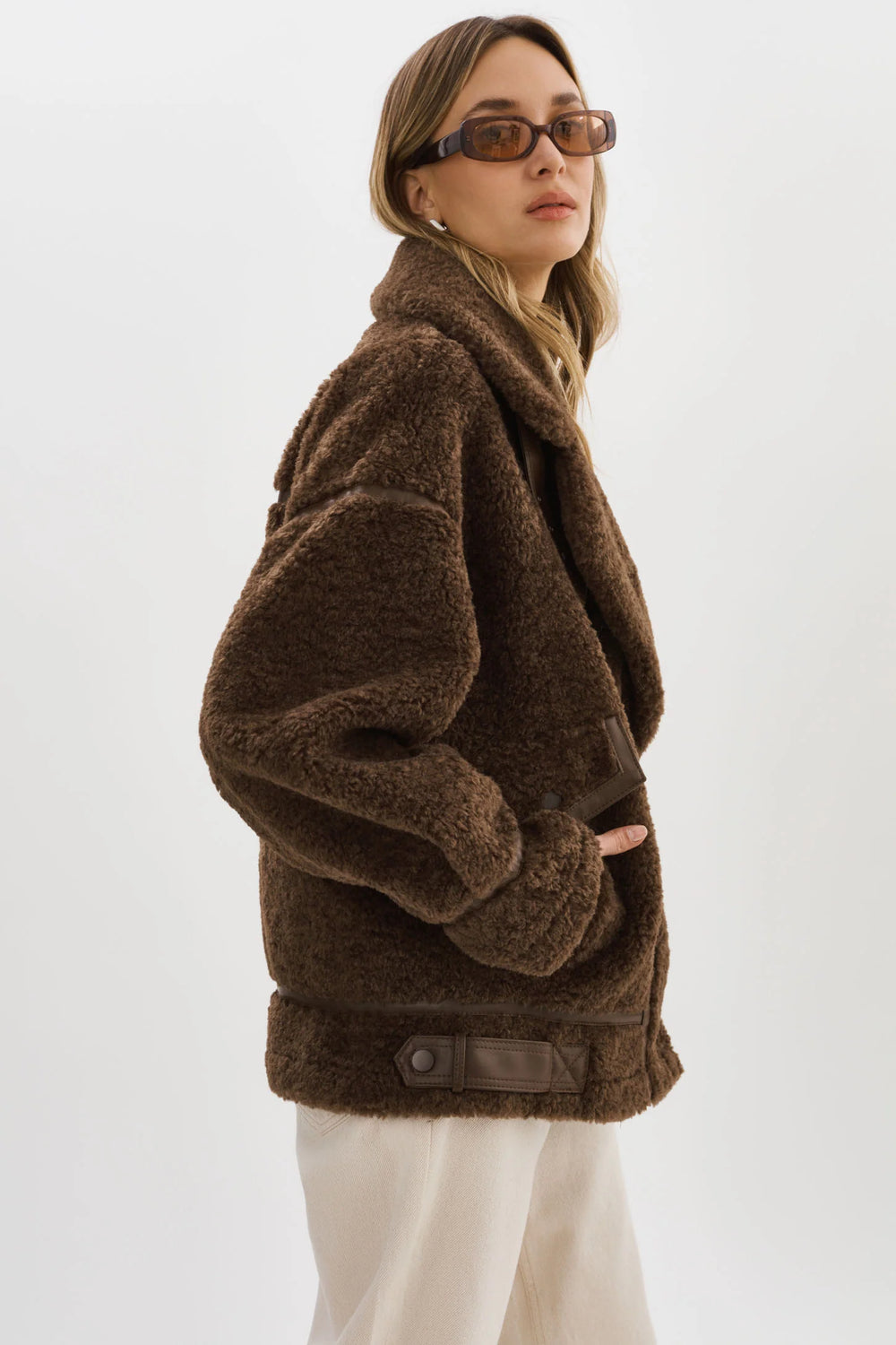 BADU OVERSIZED FAUX SHEARLING JACKET