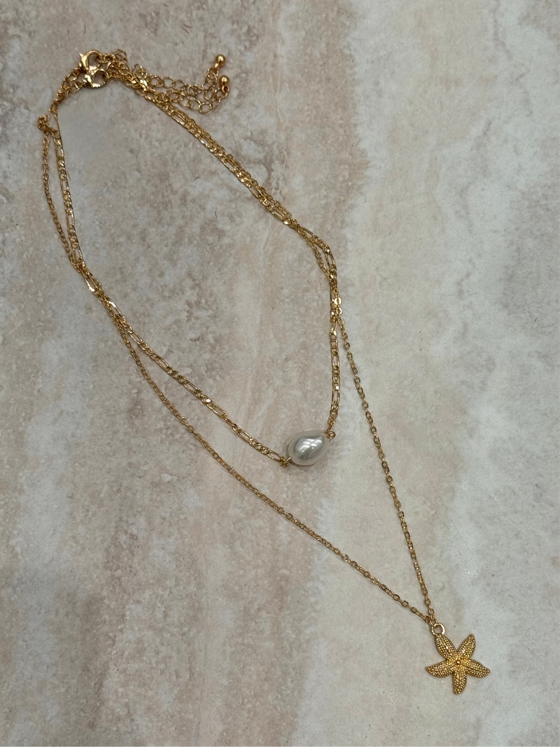 PEARL STARFISH DUO NECKLACE