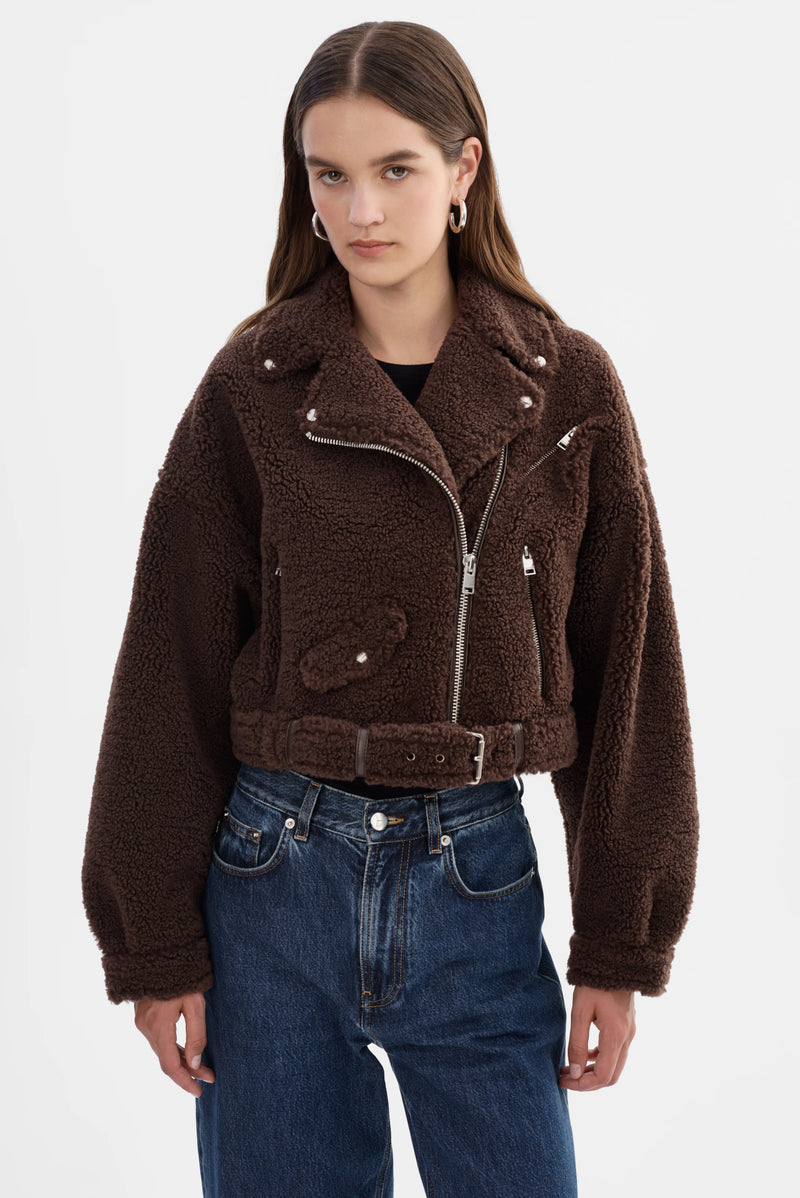 BRINA SHERPA BIKER JACKET