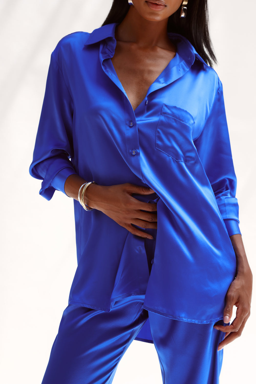 ALI SILK BUTTON DOWN SHIRT
