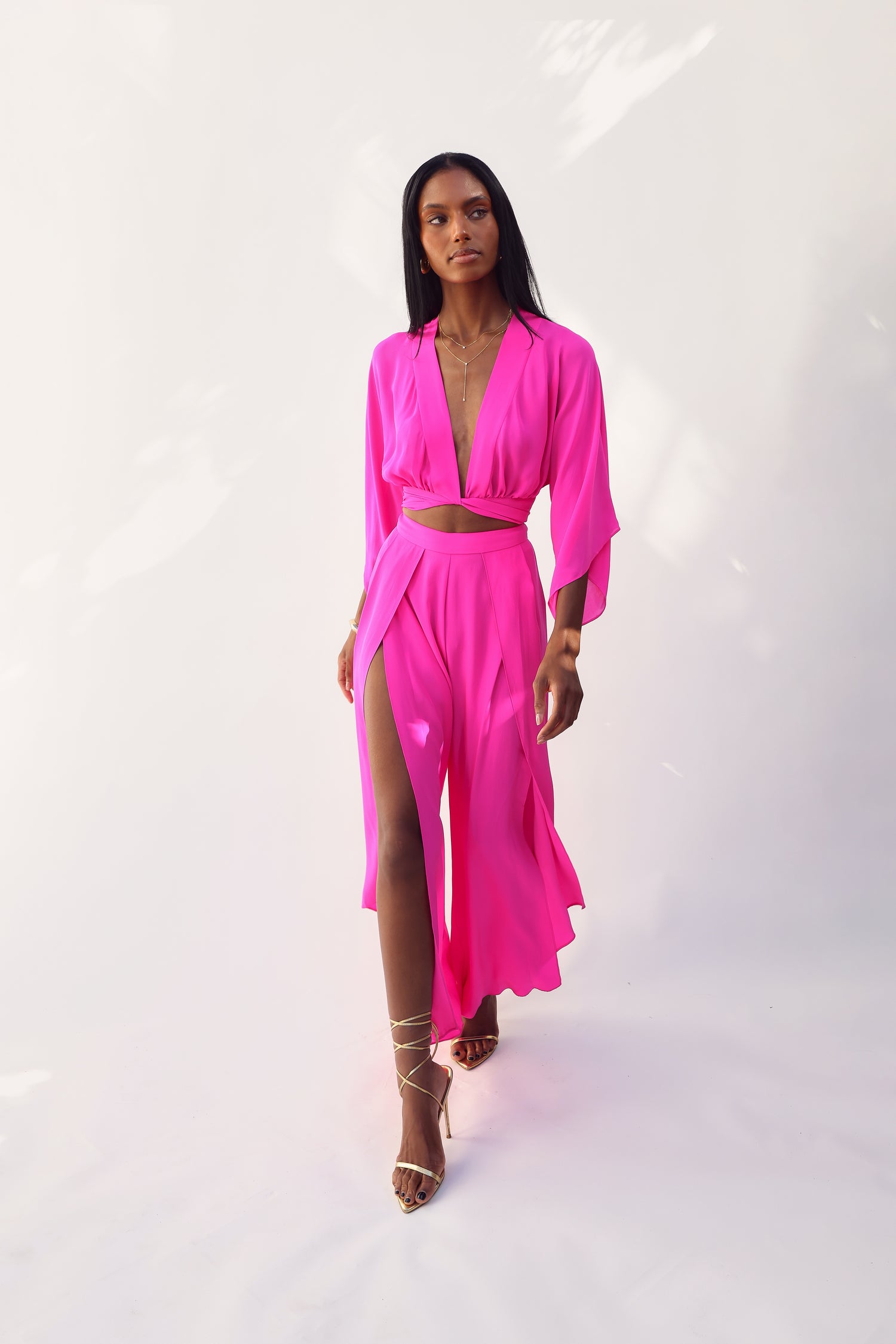 KIMONO WRAP TOP L / Pop Pink KIMONO WRAP TOP L / Pop Pink