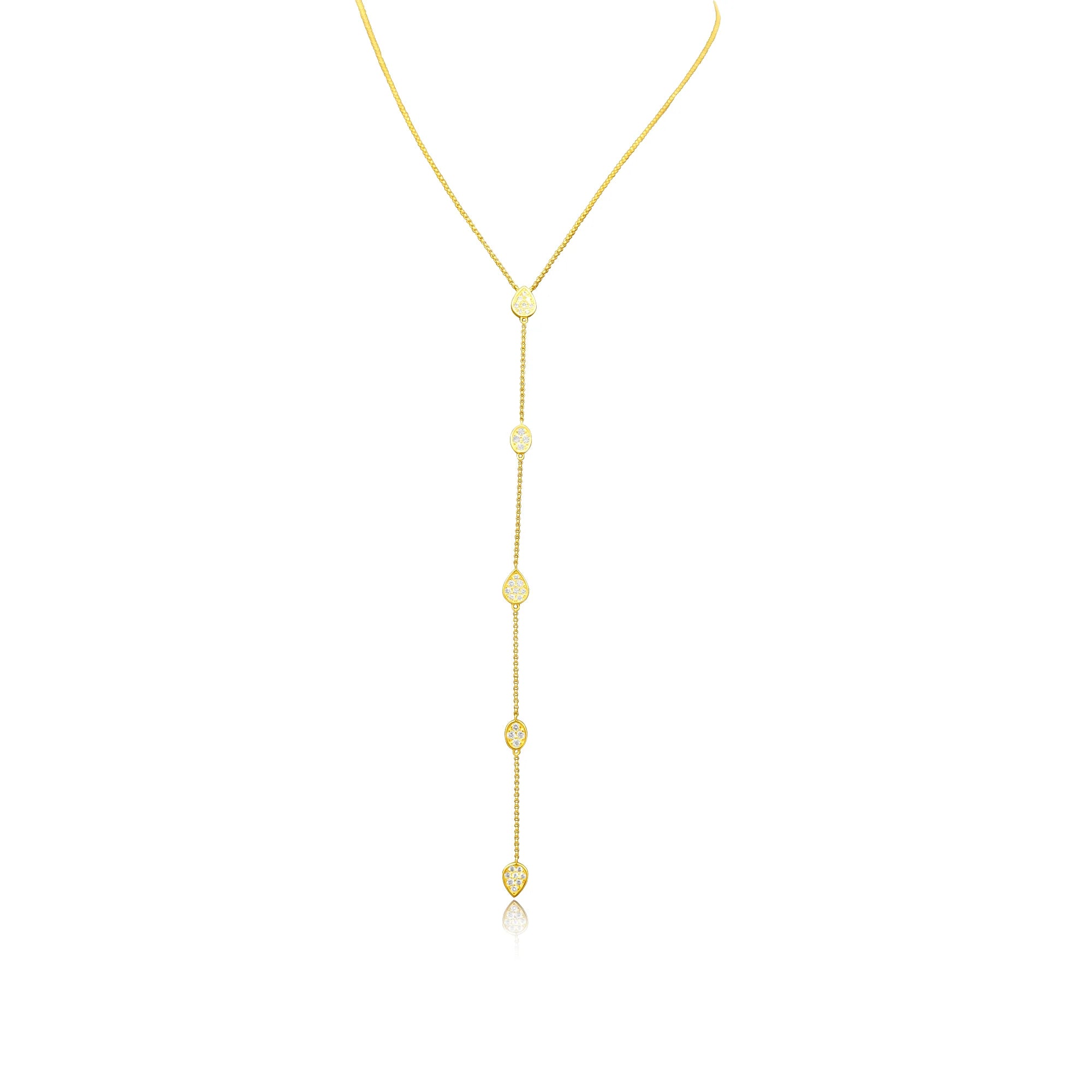 MONISHA MELWANI GOLD PEAR AND OVAL PEAR SHAPED DIAMOND LARIAT NECKLACE